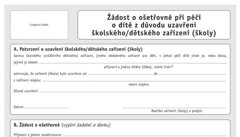 žádost ošetřovné