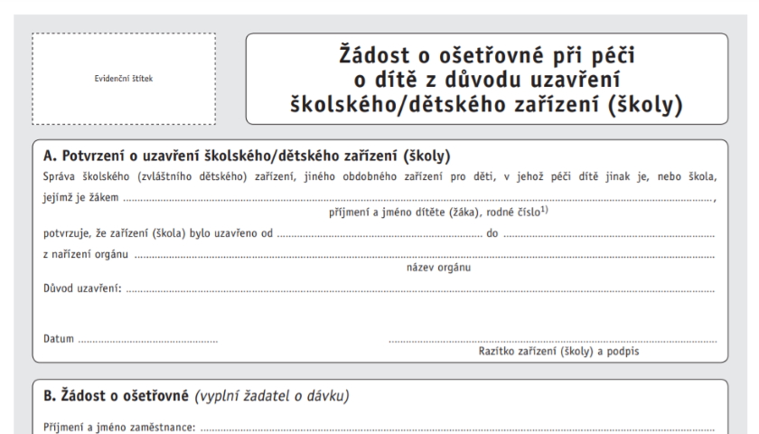 žádost ošetřovné