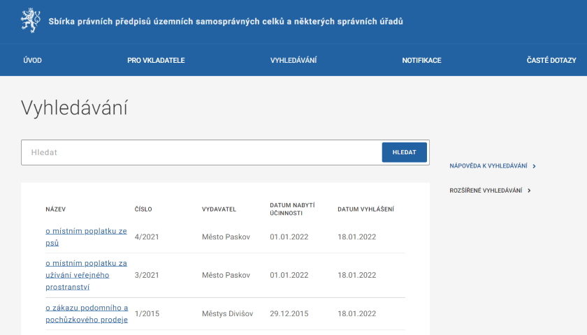 Sbírka právních předpisů územních samosprávných celků a některých správních úřadů
