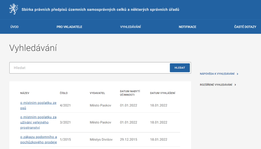 Sbírka právních předpisů územních samosprávných celků a některých správních úřadů