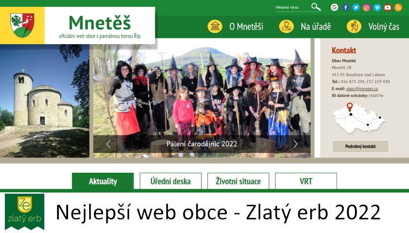 Nejlepší web obce - Zlatý erb 2022