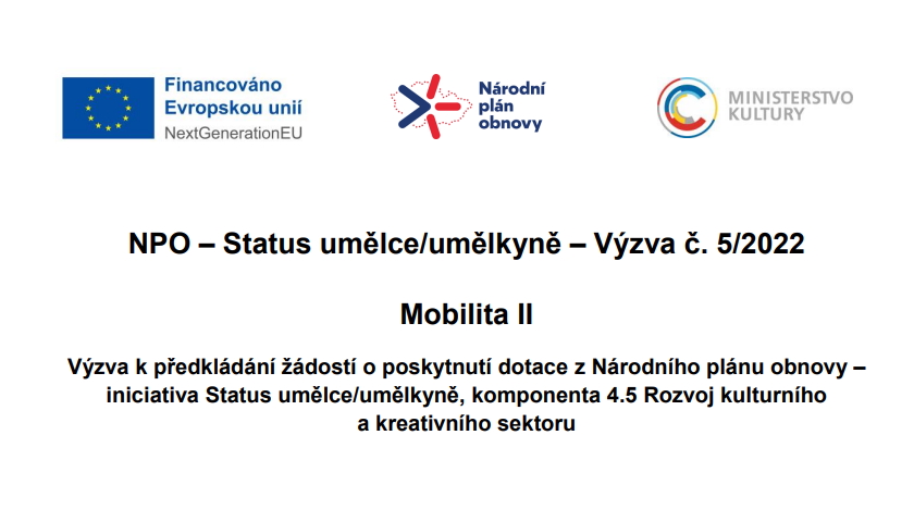 NPO – Status umělce-umělkyně – Výzva č. 5-2022