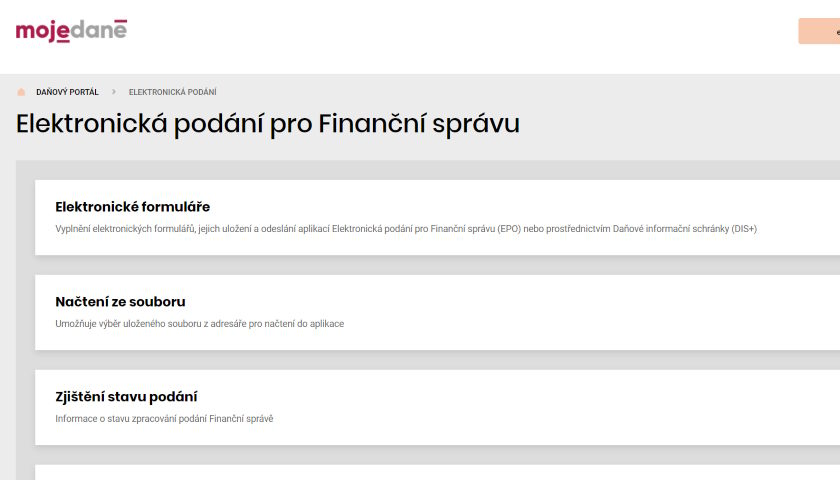 Elektronická podání pro Finanční správu